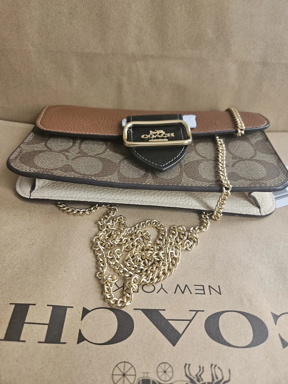 Coach Morgan Crossbody In Colorblock Signature Gold/Khaki Multi CF475